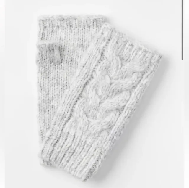 LOFT NWT Cable Fingerless Gloves - Soft Heather Gray