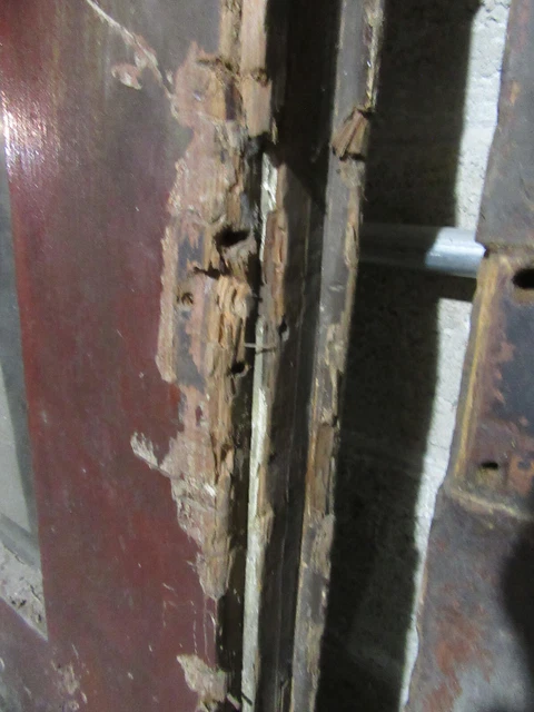 ~ Antique Oak Double Entrance French Doors Beveled Glass ~ 44 X 87 ~ Salvage 17