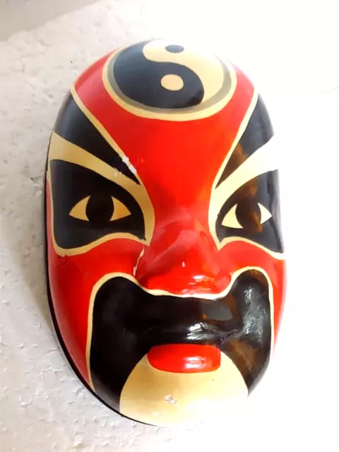 Chinese Macrame Beijing Opera Mask Oval Trinket Box