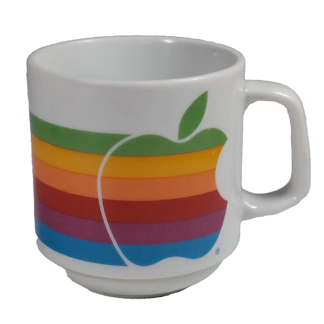 APPLE MACINTOSH Computer Mug LISA ERA Vintage 80s FULL RAINBOW Logo Tech PROMO