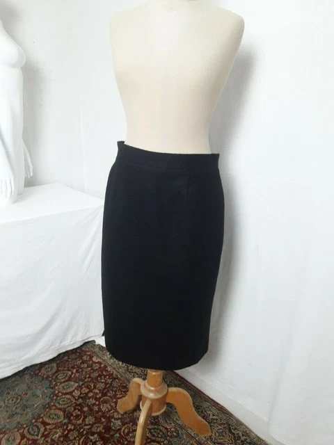 Jupe Droite En Laine Noire - Taille XL (44) - Longueur Genou - Occasion Très Bon état - Fabriquée En France