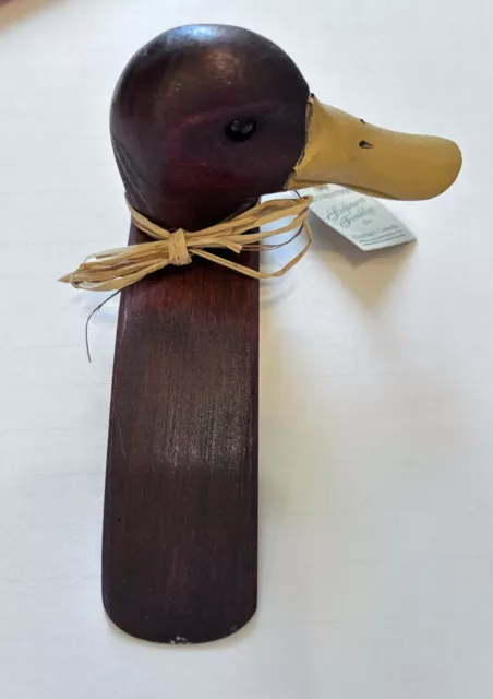 Handmade Wooden Duck Doorstop From Quebec