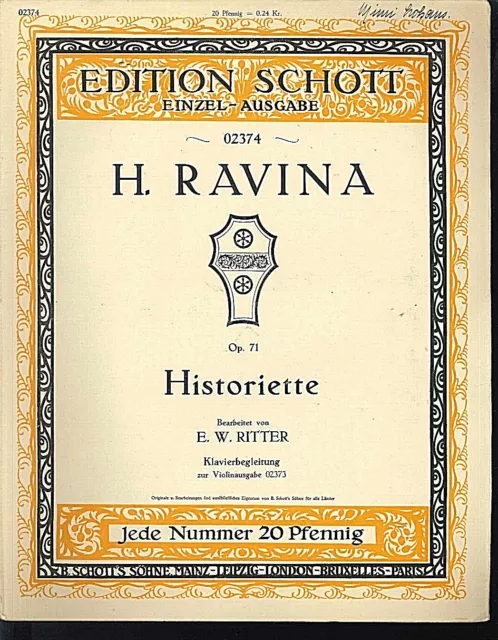 H.Ravina - Historiette Op. 71 ~ Antiguo, Gran Tamaño Notas, Piano Y Violín