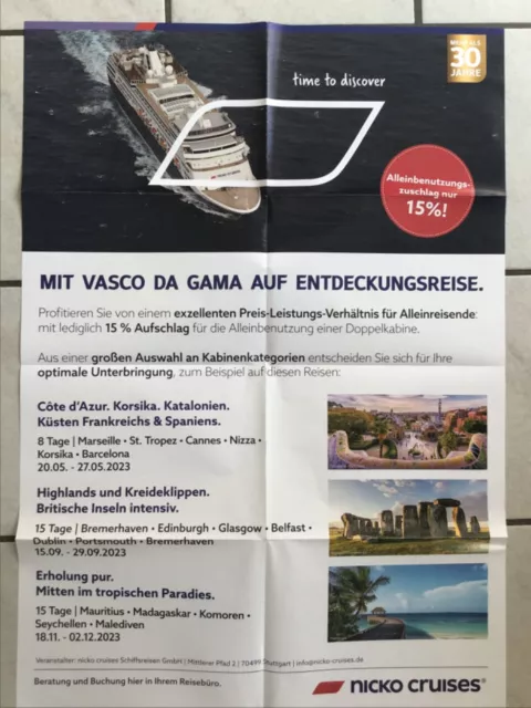 Vasco Da Gama Nicko Cruises Din A1 Kreuzfahrt Schiff Poster Plakat Cruises