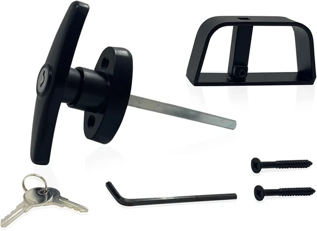 T-Handle Lock Shed Door Latch Lock Kit with 2 Keys and 2 Screws, 4-1/2" Stem Bar