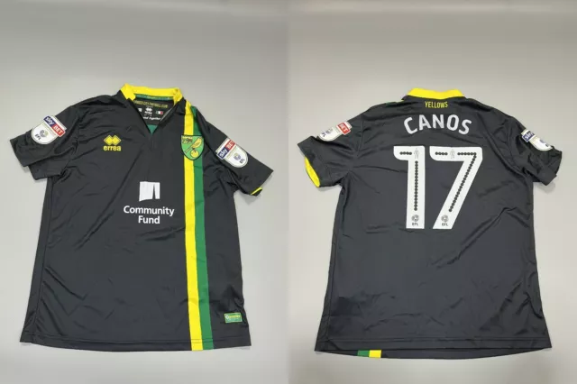 Norwich City FC away shirt jersey Errea 2016-2017 #17 Canos adult SIZE S Small