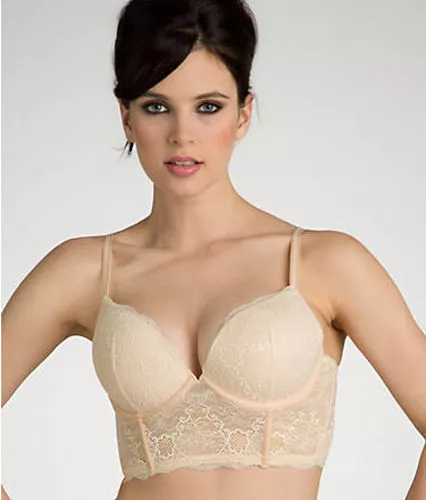 NWT $54 Parisa Marseilles Push Up Longline  Bra US Sizes D thru H Ivory #1068