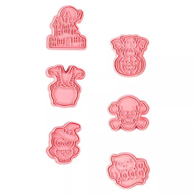 6 PCS COOKIE Molds Halloween Fondant for Baking Candy Push Type Biscuit ...