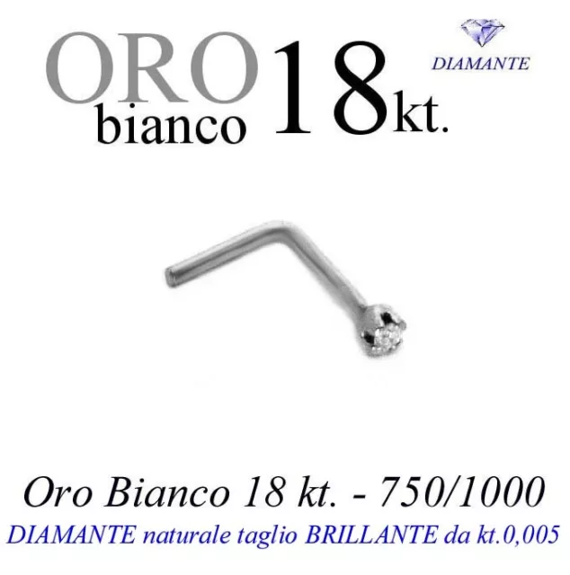 Piercing Pendiente Nariz Oro Blanco 18kt.DIAMANTE Talla Brillante kt.0, 005