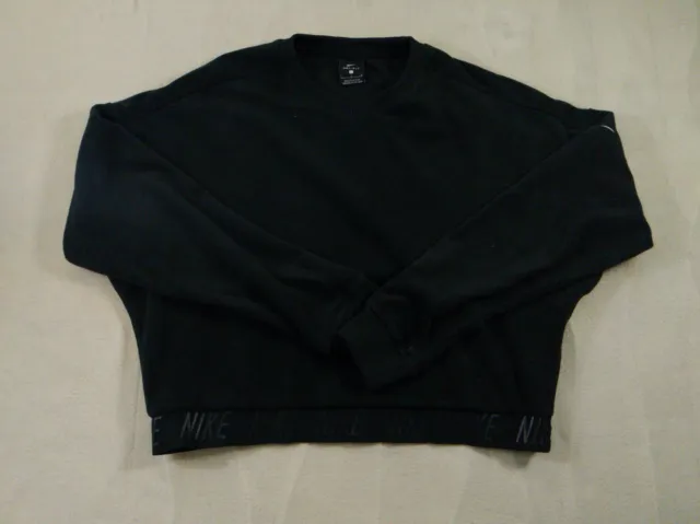 Nike Womens Sweatshirt Black Large Sportswear Cropped Dance Dri-Fit Hipster