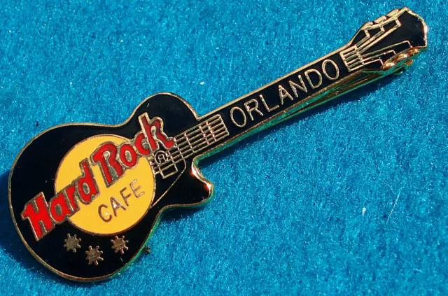 ORLANDO GIBSON BLACK LES PAUL GUITAR 4LC LARGE GRID BACK Hard Rock Cafe PIN