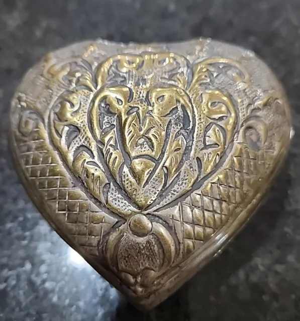Brass Heart Shaped Trinket Box