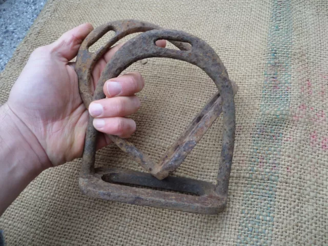 Antique Ottoman Battle Horse Stirrups 19Th Century Wrought Iron Hand Forged 2