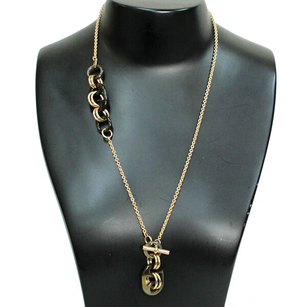 Hermes Accessory Eurydice Necklace Buffalo Horn Metal Brown Gold Hardware D1090 Hermes Accessory Eurydice Necklace Buffalo Horn Metal Brown Gold Hardware D1090