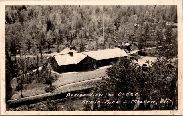 Real Photo Postcard Aerial View of Lodge at State Park Millen, Wisconsin~134751