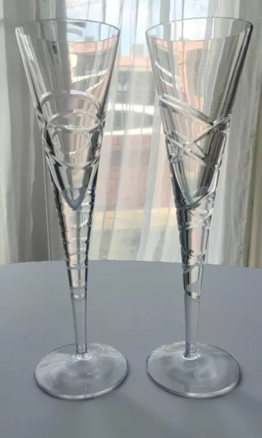 ROYAL DOULTON CRYSTAL SATURN CHAMPAGNE FLUTES x 2