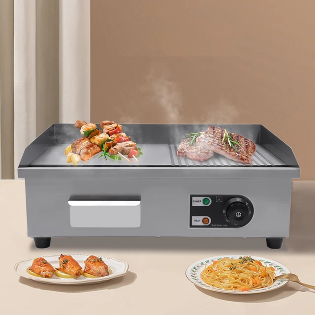 ELECTRIC GRIDDLE FLAT Top Grill 1600W Hot Plate BBQ Countertop