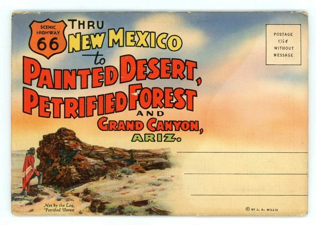 1960s Souvenir Fold Out Painted Desert Petrified Forest And Grand Canyon Ariz.