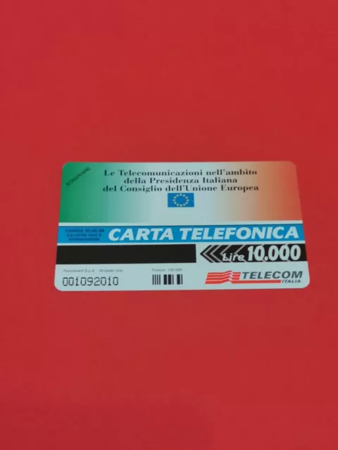 Scheda Telefonica Presidenza Italiana Ue 1996 Nuova Perfett G 500 Cc 2562 Ag 114 2
