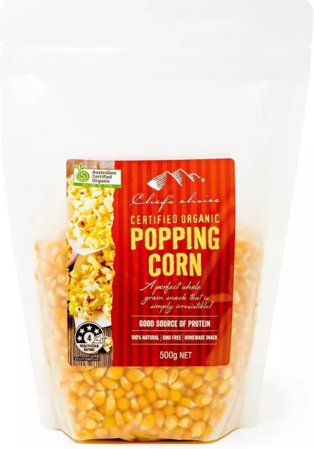 Chef's Choice Organic Popping Corn 500g Free Fast Shipping Australia