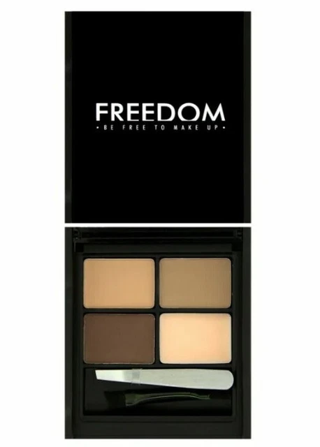 Pro Eyebrow Kit FREEDOM Rebolution Brow Powder Wax Tweezers Brush Light Medium