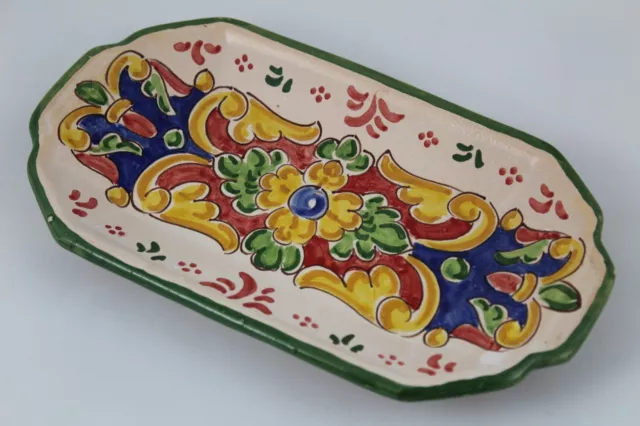 BANDEJA de Ceramica Popular Castellana Pintada y decorada a mano, Años 70 España