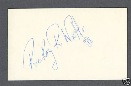 Rickey Watts signed football index card