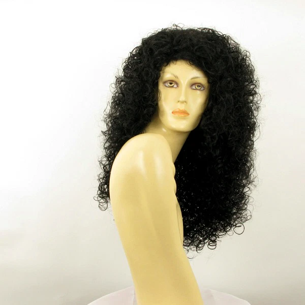 Perruque Femme Mi-longue Bouclée Noire VANDA 1B - Synthétique, Style Libre