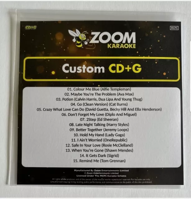 Zoom Karaoke CD+G Disc - Pop Chart Picks 2022 - Part 3 - 15 Big Pop Hits