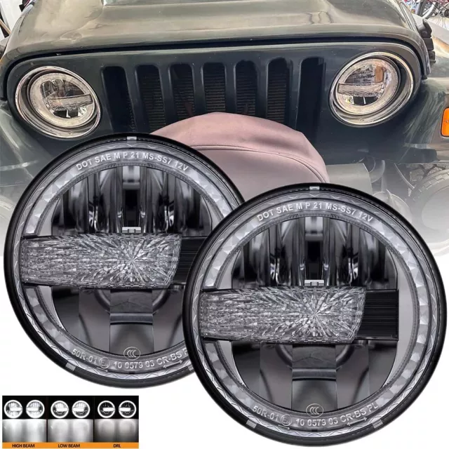 E24 E-Geprüft Paar 7 Zoll LED Scheinwerfer DRL Für Jeep Wrangler Ⅲ JK 2008-2017