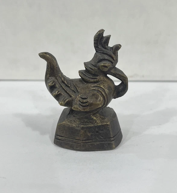 Vintage Rooster Duck Dragon Asia Antique Opium Weight  Bronze China  5.6 OZ 2