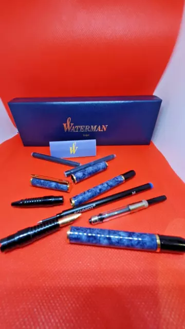 Mk1 Blue/Grey Waterman Laureat Fountain pen set with Roller ball pen boxed  #402