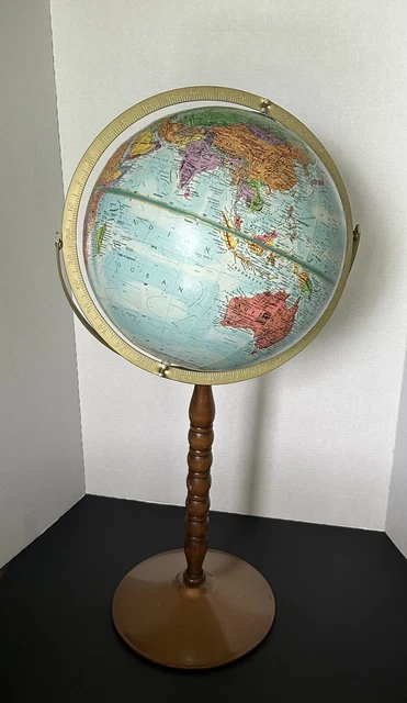 Vintage Replogle Floor Globe World Nation Series 12 Inch Diameter With Stand