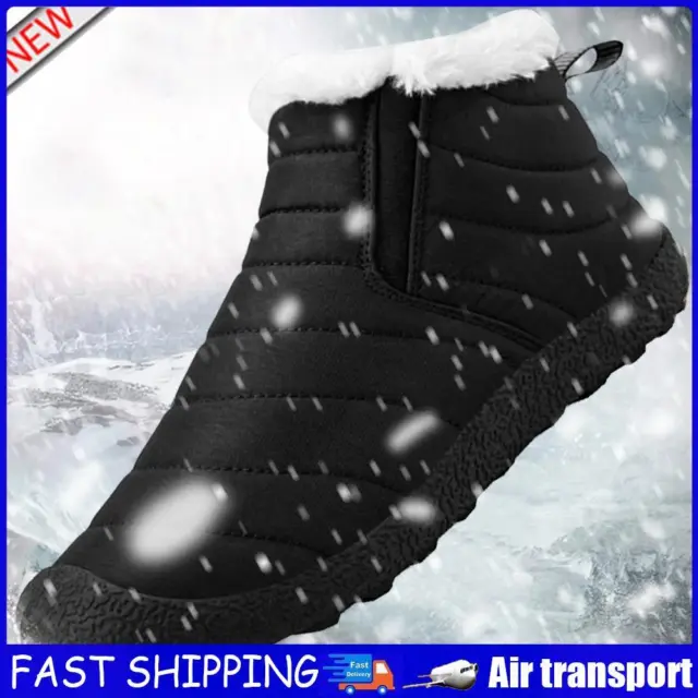 Men Waterproof Ankle Booties Lightweight Fur Lined Snow Boots (42 Black) AU