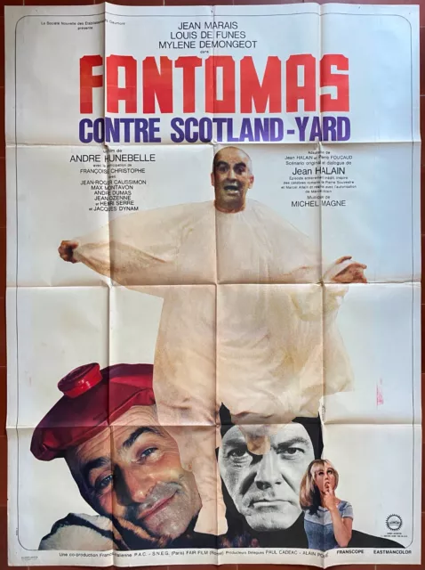 Affiche FANTOMAS CONTRE SCOTLAND YARD Jean Marais LOUIS DE FUNES 120x160cm