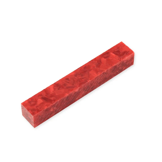 Pluma de acrílico en blanco, rojo brillante con aplastamiento rojo, un solo blanco, torneado en madera heredado