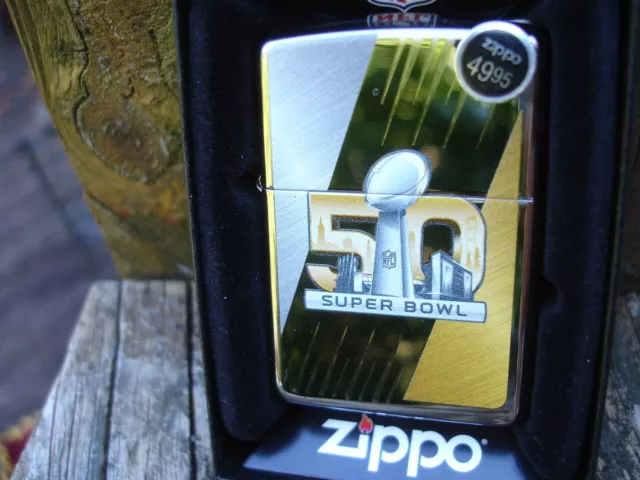 NFL football Super Bowl 50 Chrome Limited Ed. ZIPPO Lighter #006/1750 NEW 29152