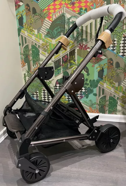 ️ Mamas and Papas URBO2 / URBO ZINN GRAU & SCHWARZ Fahrwerksräder & Korb NEU