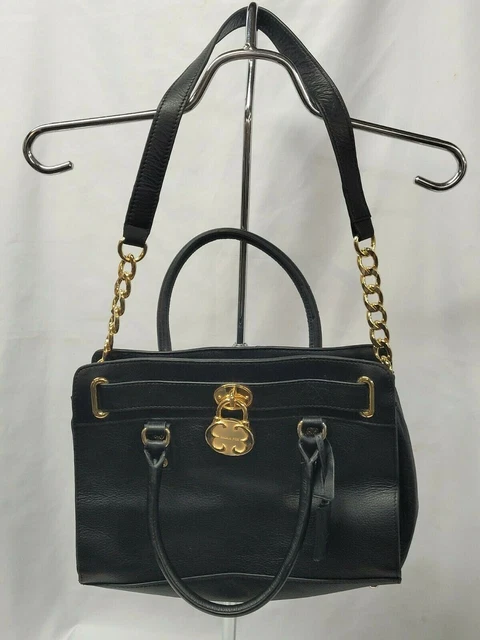 NWOT $248 EMMA FOX LEATHERWARE Satchel  Black Goldtone Hardware KEY