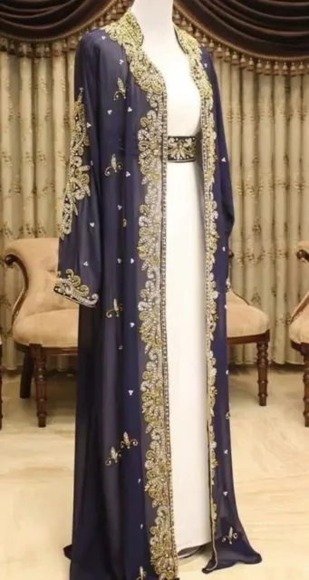 Royal Dubai Moroccan Kaftan Abaya Modern Islamic Farasha Long For Women Dresses