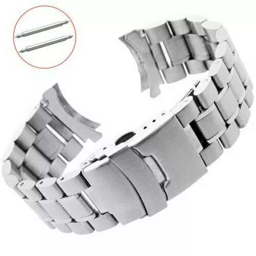 Curved End Stainless Steel Metal Watch Band Watch Strap Replacement 18 20 22 24