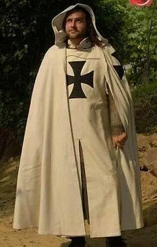 Robe Médiévale Templier Tunique & Cape Reconstitution LARP Costume...