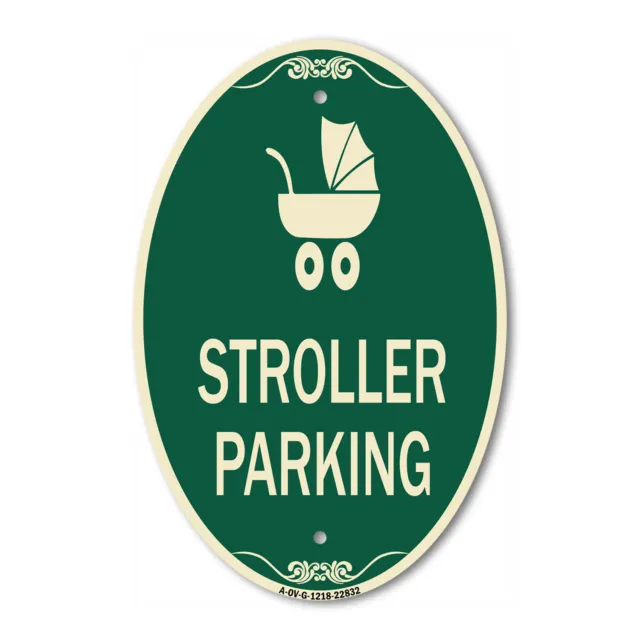 SignMission Designer Series Sign - Stroller Parking 12" x 18" Aluminum Oval Sign