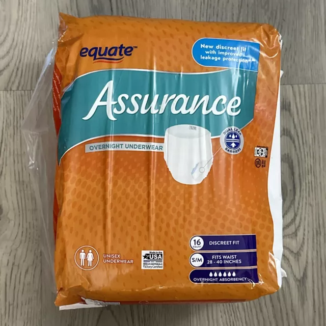 EQUATE ASSURANCE INCONTINENCE Unisex Overnight Absorbency Underwear ...