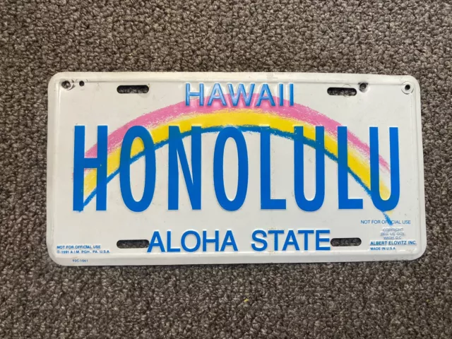 1991 HAWAII HONOLULU ALOHA STATE licence/number plate