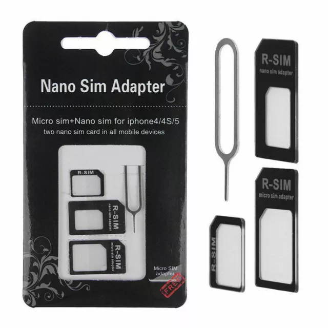 Kit convertidor adaptador adaptador adaptador 4 en 1 micro nano SIM a estándar para iPhone