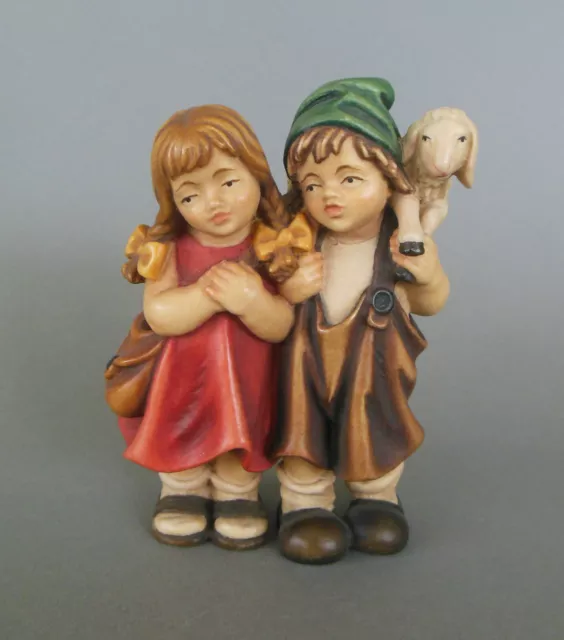 Kinderpaar 11 cm hoch für Krippenfiguren Größe 18 cm Holz bemalt