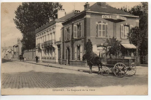 EPERNAY - Marne - CPA 51 - Commerces - Octroi et attelage Blvd de la Motte
