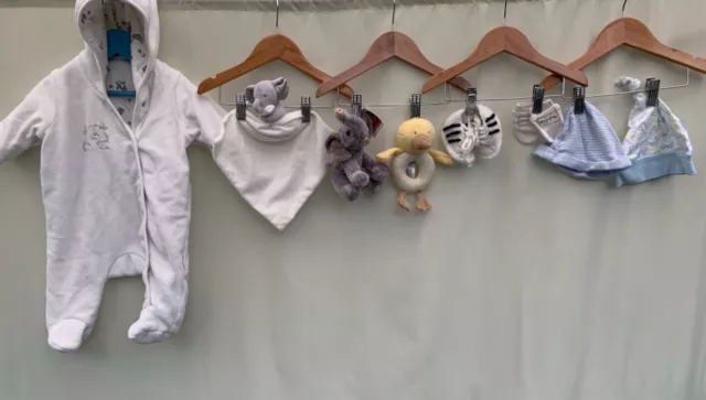 Baby bundle of clothes &toys age 0-3 months first needs M&S