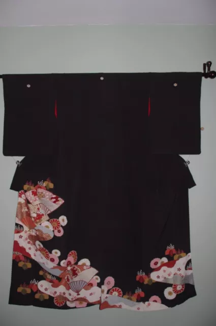 Lovely! Antique Vintage Japanese Silk Kimono Showa Taisho Tomesode w kiku